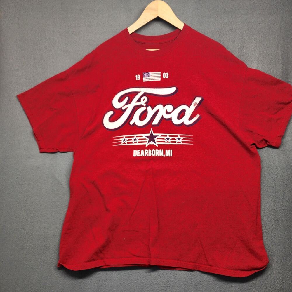 Ford Shirt Mens 2XL Red Dearborn MI American Flag Graphic Official Licensed